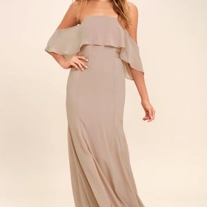 All My Heart Taupe Off the Shoulder Maxi Dress